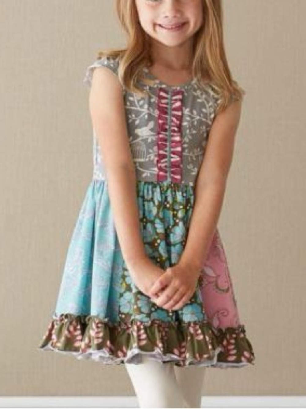 Matilda Jane Secret Fields Frosty Blooms Dress Size 4 Birds Floral